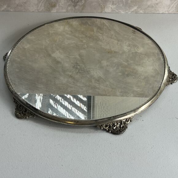 Antique Ornate Table Mirror Plateau Footed 16" Victorian Superior Silver Co. - Picture 10 of 16